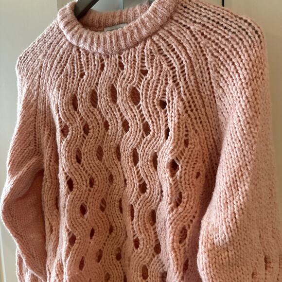 & OTHER STORIES Pink Alpaca Wool Zig Zag Eyelet Knit Sweater | XS - Picture 10 of 13